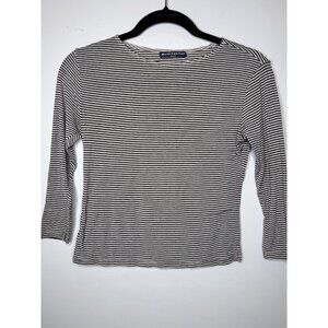 Brandy Melville Boat Neck Black Gray Stripe Crop Top One Size Made in Italy